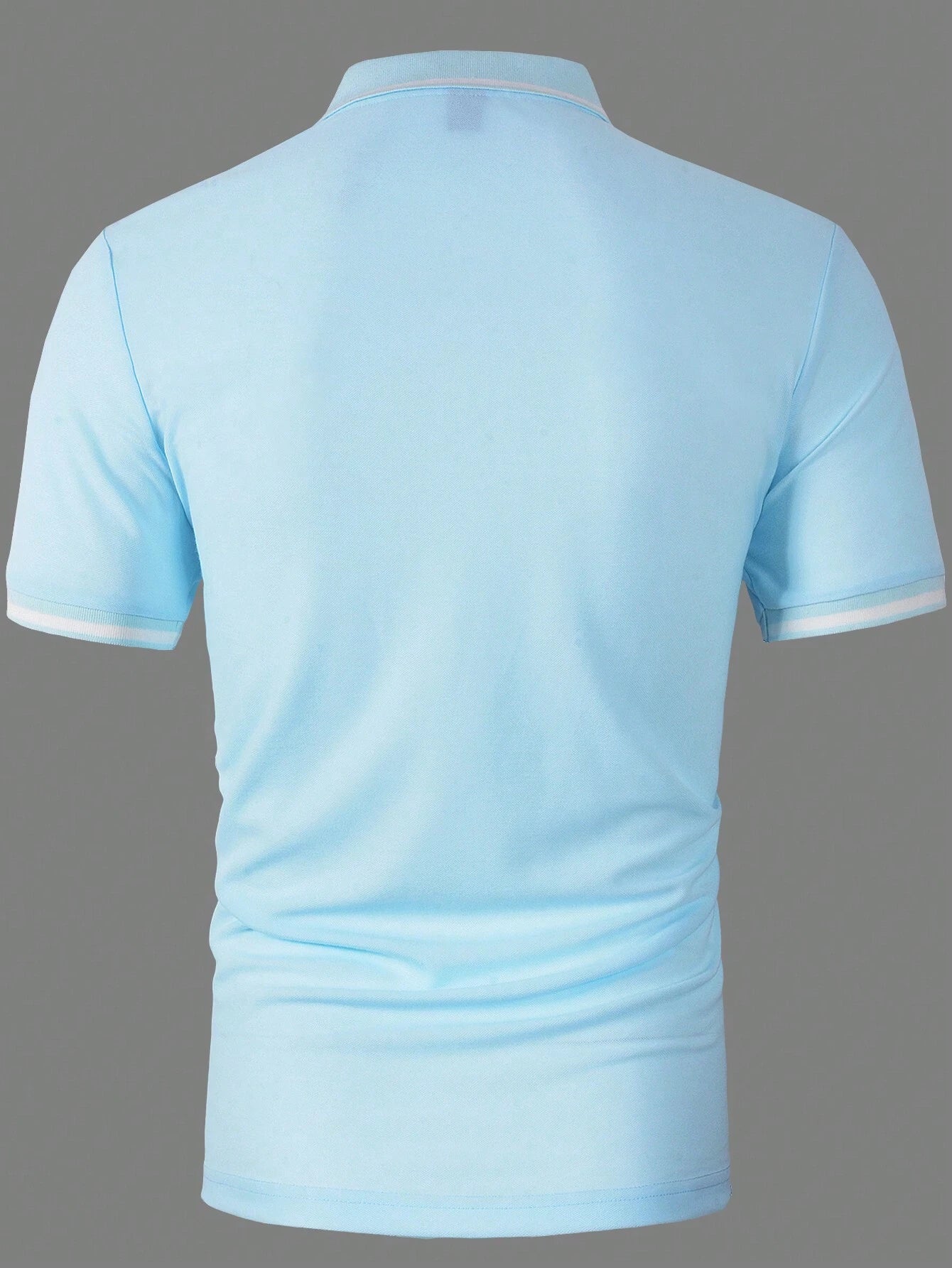 Manfinity Homme Men Contrast Trim Half Button Collar Color Block Golf Business Casual Polo Shirt for Husband