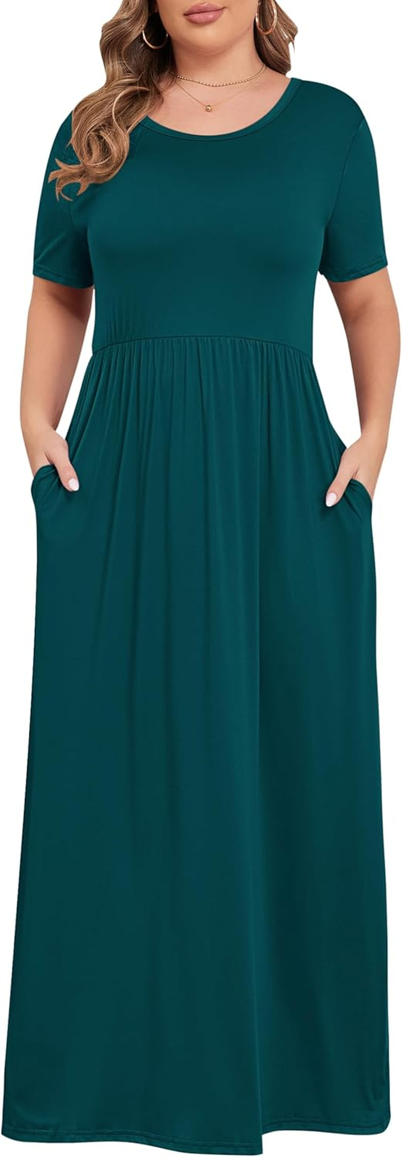Women’S plus Size Maxi Dresses for Curvy Women Summer Casual Short Sleeve 2025 Long Dress 14W-26W