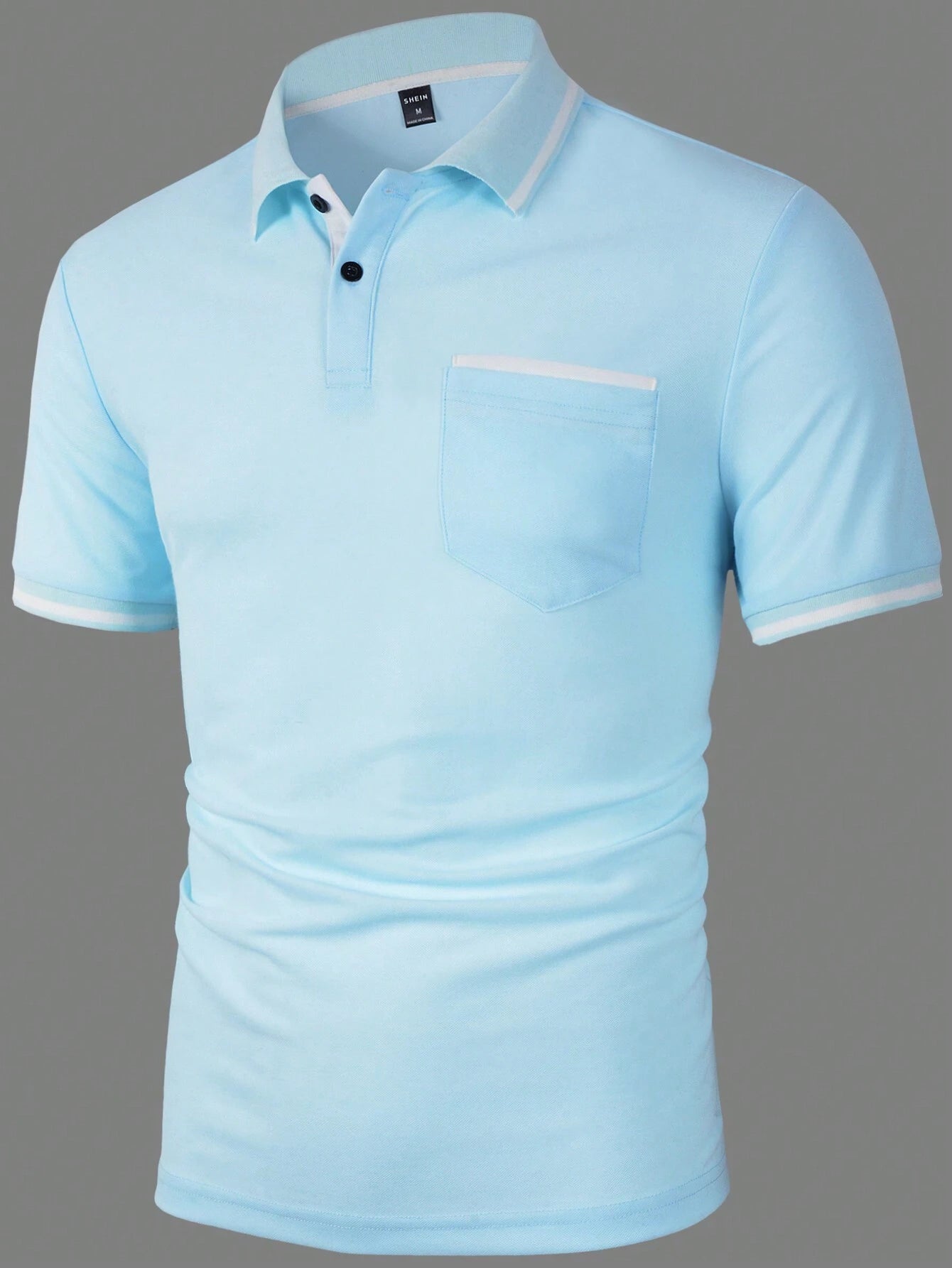 Manfinity Homme Men Contrast Trim Half Button Collar Color Block Golf Business Casual Polo Shirt for Husband